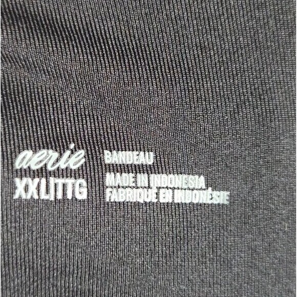 Aerie Jacquard Keyhole Bandeau Bikini Top Sz XXLarge Black & Gold (Missing 1 Pad - Picture 5 of 7